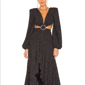 Patbo Lurex Cutout Maxi Gown Black Metallic